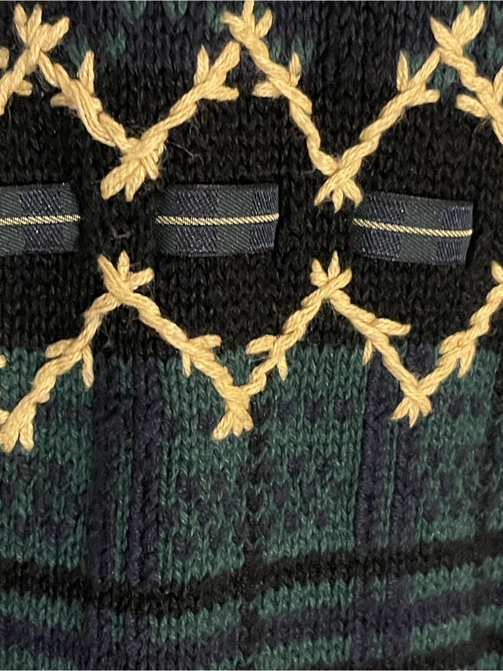 Vintage Christopher & Banks L Plaid Embroidered Cardigan Ramie Cotton Gold - Picture 6 of 7